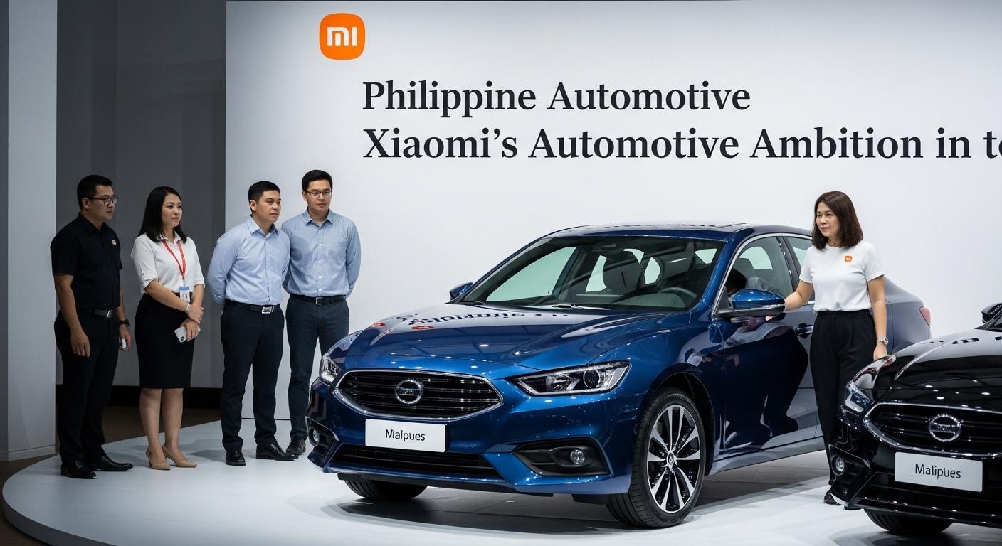 Klook Spring Travel Readiness and Philippine Auto Travel Xiaomi automotive concept car in a Philippine cityscape with connected devices