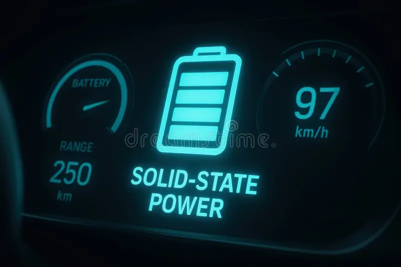 electric car dashboard showing battery range distance
