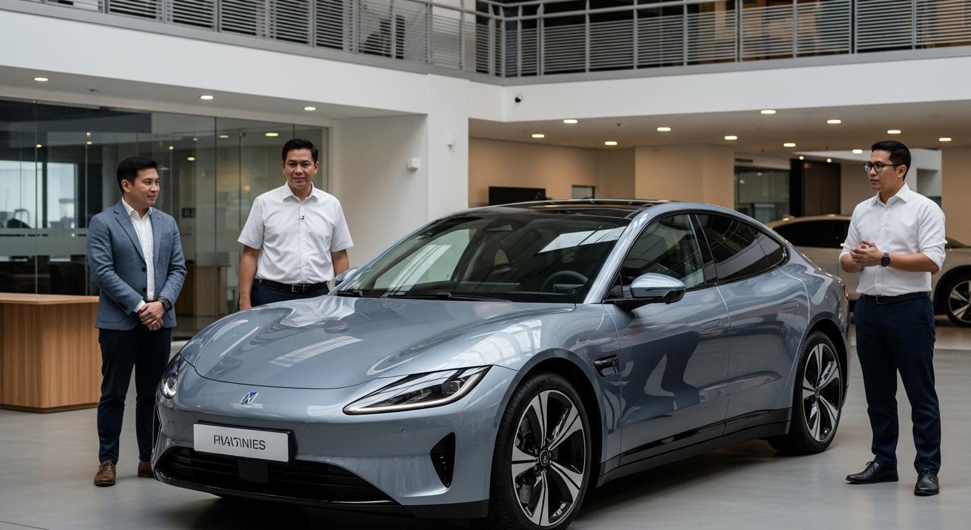 Silent electric car on a Philippine city street with a calm cabin interior.