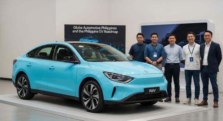 Connected cars on a Manila street representing globe Automotive Philippines.