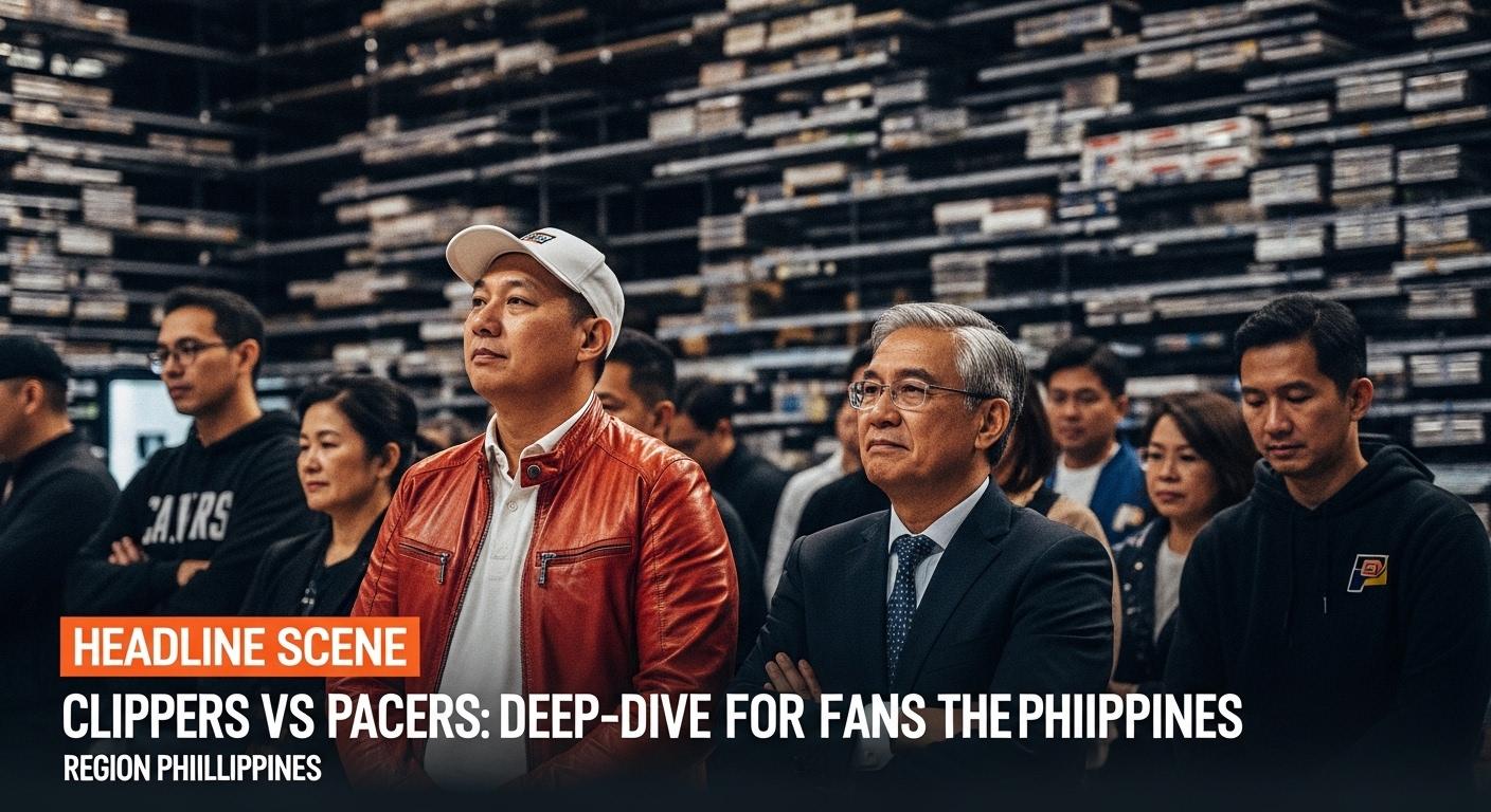 Graphic analyzing Clippers vs Pacers for Philippines readers, with data overlays and newsroom imagery.