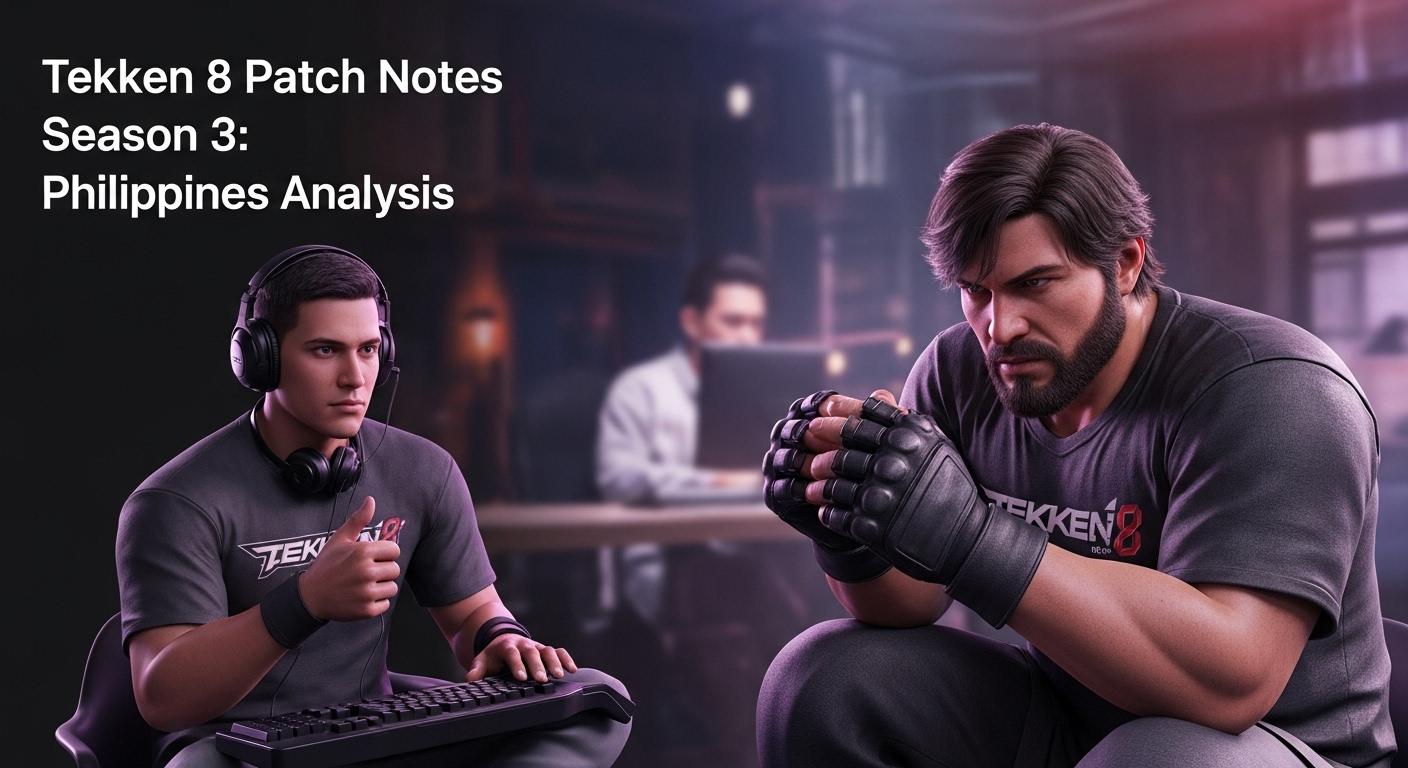Editorial graphic of Tekken 8 Patch Notes Season 3 and Philippine gaming scene.